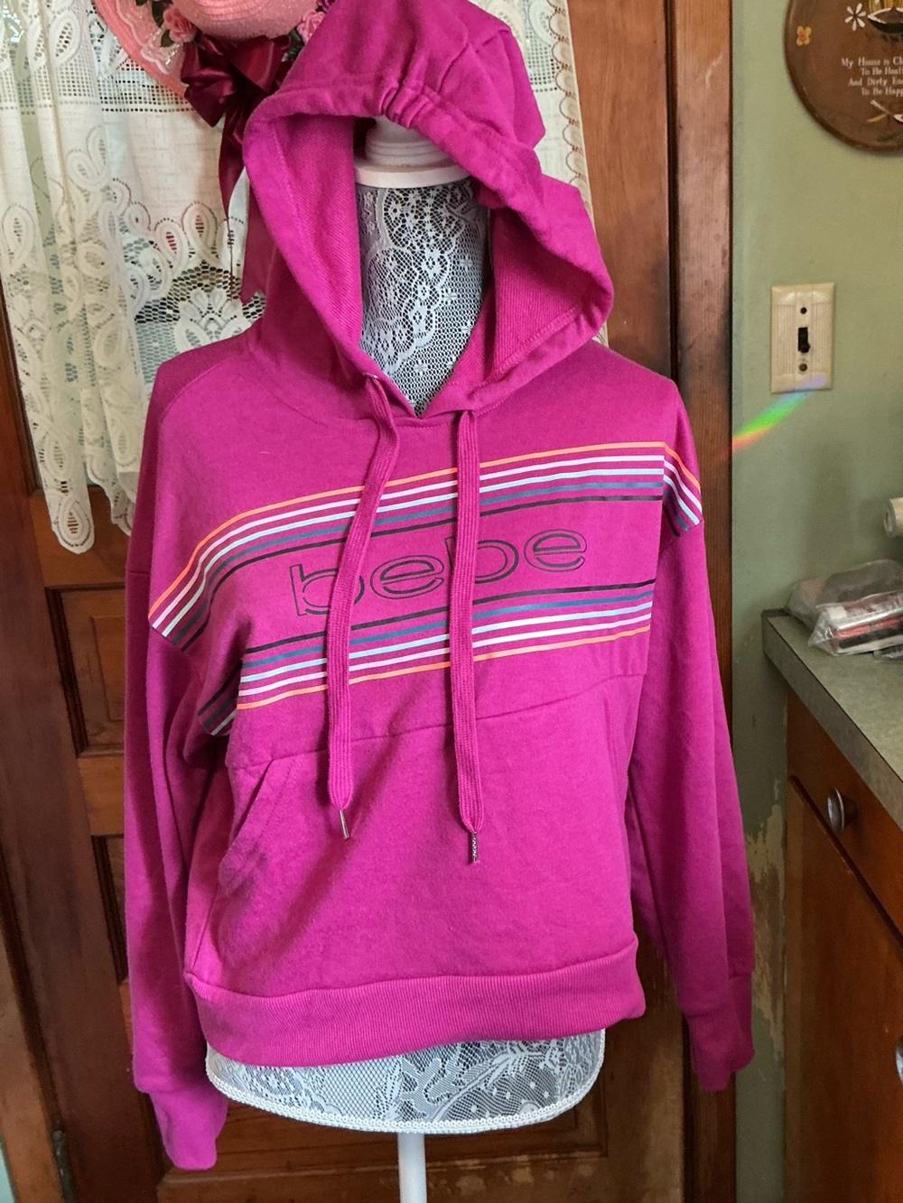 bebe Sport Magenta Pullover Hoodie